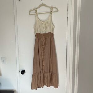 August Sky Cream and Tan Dress